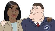 america_first big_lips black_skin brown_eyes brown_hair candace_owens clothes dark_hair eyelashes green_eyes hand_on_shoulder long_hair looking_at_each_other nail_polish necktie nick_fuentes republican subvariant:female_cobson subvariant:mexiaryan suit suit_and_tie variant:cobson variant:meximutt white_skin // 1920x1080 // 268.3KB