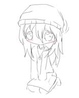 beanie chibi cute drawing full_body monochrome necklace oekaki variant:soytan wholesome // 1583x1944 // 366.1KB