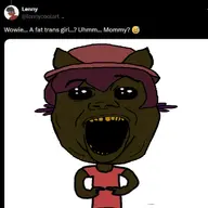 brown_skin edited fat jimbo_(namefag) meta:namefags oh_my_god_she_is_so_attractive purple_hair sisa sisa_eyes twitter_screencap variant:alicia yellow_teeth // 988x988 // 83.2KB