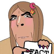 bow brown_skin fact fact_sign female flower gyaru gyarujak looking_at_you makeup mouth_closed mouth_open nail_polish neutral orange_eyes painted_nails plant pointing ponpon ponytail school_uniform subvariant:cobgal variant:cobson // 1100x1080 // 235.1KB