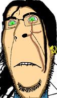 biting_lip earring glasses green_eyes hair hotline_miami long_hair scar soyjak stubble subvariant:hornyson the_son_(hotline_miami) variant:cobson // 415x707 // 97.4KB