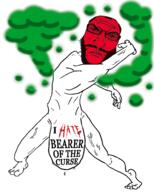 angry balding beard closed_mouth dark_souls dark_souls_2 front_facing frown full_body gas glasses goblin green hair i_hate naked poison punisher_face red soyjak stinky stretch_mark subvariant:science_lover swinging text variant:markiplier_soyjak vein video_game wrinkles // 1558x1948 // 738.3KB