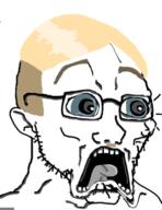 artist:salsamaster blue_eyes ear glasses mustache open_mouth scared stubble subvariant:doctos tongue trend:aryan variant:soyak yellow_hair // 329x428 // 86.8KB