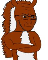animal arm closed_mouth clothes crossed_arms ear frown full_body fur glasses hand leg soyjak squirrel stubble subvariant:soyak_(irritated) tail variant:soyak // 564x699 // 43.8KB