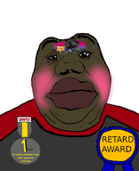 1_year_on_bald_men_with_glasses_website award black_skin blush closed_mouth double_chin eyebrows eyelashes fat flag flag:bisexual_pride_flag grey_shirt lips meta:variant_get nas:gigachad obese red_shirt rent_free retard small_brain stupid subvariant:hunky_twink_sex_machine text transparent_background variant:alicia // 585x720 // 158.8KB