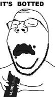 arm bot closed_eyes eating glasses hand holding_object its_over like sad soyjak stubble subvariant:wholesome_soyjak text twitter variant:gapejak // 600x1053 // 46.0KB