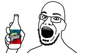 arm bottle ear glasses hand holding_bottle holding_object holding_sproke open_mouth smile soyjak sproke stubble variant:unknown // 500x287 // 24.2KB
