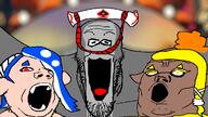 3soyjaks big_man blue_hair brown_skin deep_cut frye hair inkling open_mouth red_eyes shiver soyjak soyjak_trio splatoon stretched_mouth stubble variant:gapejak variant:markiplier_soyjak variant:tony_soprano_soyjak video_game white_skin yellow_hair // 1280x720 // 221.3KB