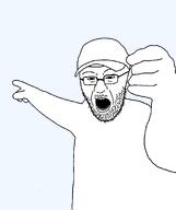 angry arm clothes crab deadliest_catch glasses hand hat mustache open_mouth pointing punch soyjak stubble transparent_background variant:crabjak // 1170x1395 // 24.0KB