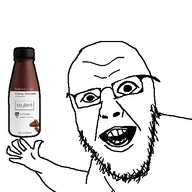 animated arm closed_mouth fist glasses open_mouth smile soy soyjak soylent soylent_(creamy_chocolate) stubble variant:yurjak // 620x520 // 651.1KB