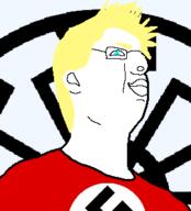 Variant:Sigismund aryan chud ear flag:nazi_germany glasses hair lips sonnenrad swastika transparent_background // 269x297 // 12.2KB