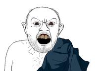 angry balding beard brown_eyes clothes ear naked old open_mouth rotten_teeth soyjak stubble tambov_grandfather teeth variant:feraljak wrinkles // 2048x1536 // 38.7KB