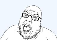 angry glasses mustache open_mouth soyjak stubble template transparent_background variant:hilbert_soyjak // 812x567 // 14.0KB