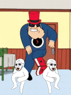 2soyjaks american_dad bald cartoon clock clothes dance forehead_lines full_body glasses lips oh_my_god_she_is_so_attractive open_mouth selfish_little_fuck series:TIME_TO_KICK_IT! smile stubble time_to_kick_it top_hat variant:soyak white_skin // 400x533 // 2.3MB