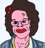 audrey_hale bow brown_hair ftm glasses gold_chain mustache pink_skin pooner receding_hairline red_lips soyjak tranny variant:unknown // 406x432 // 11.7KB