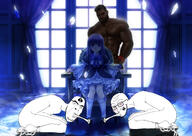 anime arm bernkastel bowtie buff chains chair clothes cuckoldry female foot full_body glasses kiss kneel leg queen_of_spades sitting smooch stubble umineko variant:cobson variant:soyak video_game windows // 3452x2444 // 1.1MB