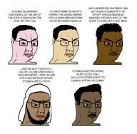 5soyjaks africa angry arab asian beard black_skin brown_skin closed_mouth clothes glasses hair hat incel indian islam keffiyeh large_nose lips meme mustache small_eyes soyjak text variant:chudjak white_skin yellow_skin // 1744x1710 // 231.2KB