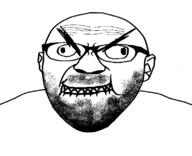 angry beard biting_lip bulging_eyes cross_eyed ear glasses meta:tagme soyjak variant:cirrus // 800x649 // 33.8KB