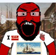 angry arm badge balding beard boat call_me_ishmael clothes fume glasses hair hand heart i_love irl_background moby_dick open_mouth red_skin ship soyjak subvariant:science_lover text tshirt variant:markiplier_soyjak whale // 800x789 // 564.5KB