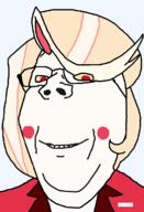 blond blush brimmiest_comments_section☣️☣️☣️_do_not_enter☣️☣️☣️ charlie charlie_morningstar hazbin_hotel red_jacket red_pupils smile subvariant:wholesome_soyjak variant:gapejak white_skin yellow_sclera // 800x1176 // 34.5KB