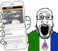 2023 arm canada clothes country f-18_hornet february february_11 flag glasses hand holding_object holding_phone iphone justin_trudeau norad open_mouth phone soyjak stubble subvariant:phoneplier subvariant:phoneplier_vertical the_canadian_press tshirt ufo variant:markiplier_soyjak yukon // 2160x1884 // 2.0MB