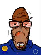 angry award beard blood bloodshot_eyes brown_skin european european_union flag flag:european_union glasses half_open_mouth most_obsessed_faggot_award mutt red_eyes seething shitskin star_(symbol) subvariant:euromutt sweater variant:markiplier_soyjak // 594x797 // 41.1KB