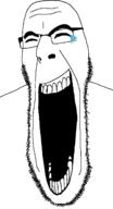 closed_eyes crying glasses laughing open_mouth soyjak stretched_mouth stubble variant:cobson // 721x1333 // 25.6KB