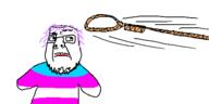arm closed_mouth glasses mustache oekaki purple_hair redraw rope soyjak stubble tranny variant:bernd // 500x250 // 17.5KB