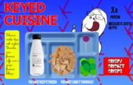 arm bottle chips closed_eyes closed_mouth food glasses holding_object keyed licking_lips lollipop plastic_bottle smile soy soyjak soylent soylent_(original) soylent_bottle spoon stubble subvariant:wholesome_soyjak teeth text thrembo tongue tray variant:gapejak // 4626x2964 // 13.7MB