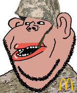 amerimutt army black_sclera brown_skin camouflage clothes ear hat helmet lips logo mcdonalds military military_hat military_uniform multicam soldier stubble subvariant:impish_amerimutt ucp uniform variant:impish_soyak_ears white_background white_eyes // 594x716 // 154.6KB