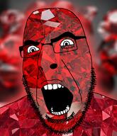 angry gem gem_skin glasses irl_background open_mouth ruby soyjak stubble variant:cobson // 721x840 // 676.5KB