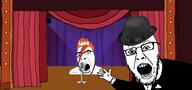 clothes david_thoughie hat microphone open_mouth soyjak stage variant:cobson variant:yurjak // 1653x776 // 247.8KB