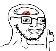 artist:doedoedoe brainlet downs_syndrome dumb glasses idiot retard retarded smile stubble stupid subvariant:spedjak tnt variant:soyak // 1756x1607 // 156.1KB