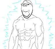 arm buff energy glasses hand smile soyjak stubble subvariant:wholesome_soyjak swolesome variant:gapejak // 1056x937 // 81.4KB