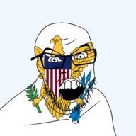 angry animal arrow bird eagle flag flag:virgin_islands glasses hair holding_object looking_at_you mustache open_mouth plant shield soyjak stubble teeth territory transparent_background united_states variant:feraljak virgin_islands // 1500x1500 // 296.4KB