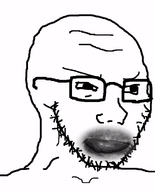 animated glasses licking licking_lips lips smug stubble subvariant:soyak_(smug) teeth tongue variant:soyak white_background // 800x994 // 3.0MB