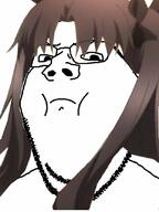 angry anime bowtie brown_hair closed_mouth fate_stay_night glasses hair pout soyjak stubble subvariant:wholesome_soyjak tohsaka_rin variant:gapejak // 623x830 // 56.2KB