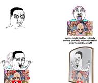 ack anime arm faggot flag:nazi_germany flag:transgender_pride_flag gooner mirror moeshit nazism open_mouth reflection tranime_girl tranny variant:bernd variant:chudjak weeb // 1157x985 // 150.4KB