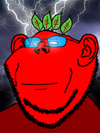 beet beetroot broot closed_mouth food glasses glowing_eyes irl_background kys leaf lightning low_tier_god no_pupils red_skin thunder variant:impish_soyak_ears vegetable // 598x800 // 227.1KB