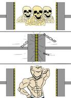 4soyjaks arm brown_skin buff comic compactor ear glowing_eyes hand machine open_mouth series:skeletonjaks skeleton skull soyjak stubble text variant:feraljak variant:impish_soyak_ears // 2221x3083 // 544.0KB