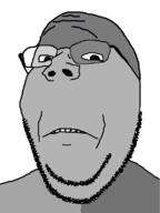 frown glasses monochrome soyjak stubble subvariant:wholesome_soyjak variant:gapejak // 602x800 // 26.8KB