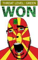ahegao country emerald flag flag:north_macedonia gem glasses green green_eyes hair looking_up north_macedonia open_mouth schlog_color_event soyjak soyjak_blog stubble sun teeth text threat_level_green variant:cobson won // 721x1115 // 190.0KB