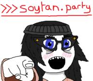 clothes glasses hair pointing pointing_at_viewer soytan_party variant:soytan // 436x382 // 20.7KB