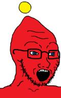 alien blue_eyes chao_(sonic) glasses open_mouth red_skin sega sonic sonic_adventure_2 sonic_the_hedgehog soyjak stubble variant:soyak video_game // 643x1026 // 33.0KB