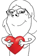 breasts female glasses hair heart holding_heart holding_object long_hair meta:template series:foidjaks smile subvariant:gapejak_female subvariant:wholesome_soyjak template variant:gapejak // 676x1021 // 178.4KB