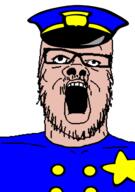 badge cap clothes glasses hat mustache open_mouth police police_hat soyjak stubble utubetrollspolice variant:a24_slowburn_soyjak white_skin // 454x648 // 27.0KB