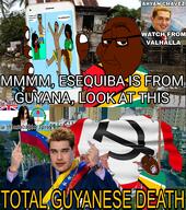 closed_mouth clothes flag:guyana flag:venezuela hugo_chávez kick nicolás_maduro smug soyjak subvariant:chudjak_front variant:bernd variant:chudjak venezuela // 2716x3065 // 1.1MB