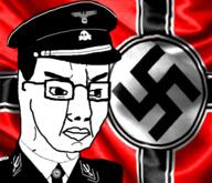 angry clothes flag glasses hair hat military nazism schutzstaffel skull soyjak swastika uniform variant:chudjak // 595x512 // 279.5KB