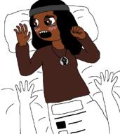 beanie bed black_skin blush breasts clothes coomer_artstyle dress eyelashes female hair hand imminent_rape laying_down necklace nervous pillow soy soylent soylent_(creamy_chocolate) subvariant:soyniqua variant:soytan // 1000x1124 // 60.8KB