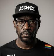 ai_but_not_completely_ai_doe ascence_(user) black_skin cap clothes ear esl eyebrows flag flag:lgbt_pride_flag glasses hat looking_at_you meta:ai_generated meta:namefags nose realistic stable_diffusion stubble subvariant:chudplier text variant:markiplier_soyjak wrinkles yellow_sclera // 982x1024 // 350.4KB